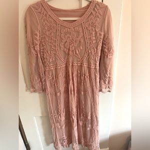 Orange Creek blush embroidered dress